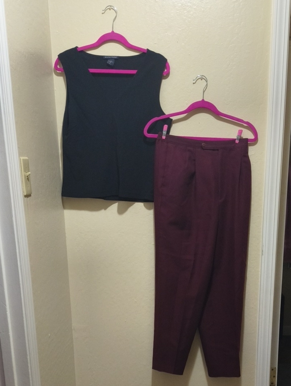 Worthington Black Sleeveless Top with Wine Trousers